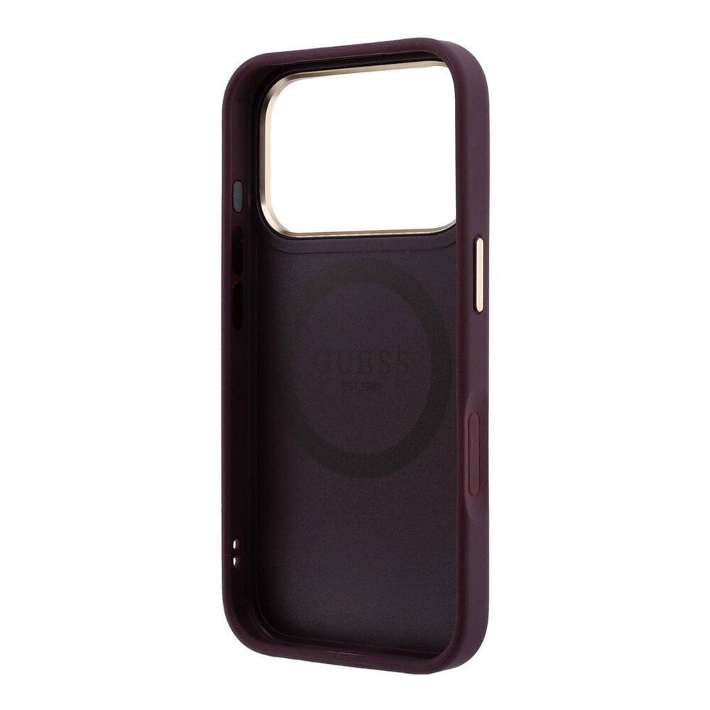 Guess Guess iPhone 18 Pro Hoesje harde behuizing - MagSafe - Peony - HS - 4G - klein logo Bordeauxrood Guess Guess iPhone 18 Pro Hoesje harde behuizing - MagSafe - Peony - HS - 4G - klein logo Bordeauxrood