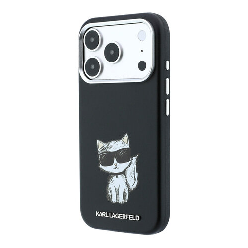 Karl Lagerfeld Karl Lagerfeld iPhone 18 Pro Max/iPhone 17 Pro Max Hartschalenhülle MagSafe SW Glattes PU Choupette Skizze - Schwarz
