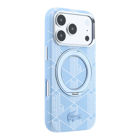 Lacoste Lacoste iPhone 18 Pro Max Hoesje harde behuizing - MagSafe - PVC - The Blend - ringstandaard Lichtblauw