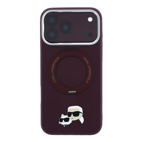 Karl Lagerfeld Karl iPhone 18 Pro Hoesje harde behuizing - MagSafe - PU - ringstandaard 360 - KC Heads-pin Bordeauxrood Karl Lagerfeld Karl iPhone 18 Pro Hoesje harde behuizing - MagSafe - PU - ringstandaard 360 - KC Heads-pin Bordeauxrood