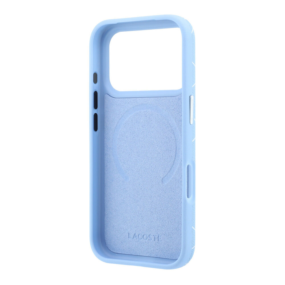 Lacoste Lacoste iPhone 18 Pro Max Hoesje harde behuizing - MagSafe - PVC - The Blend - reliëf Lichtblauw