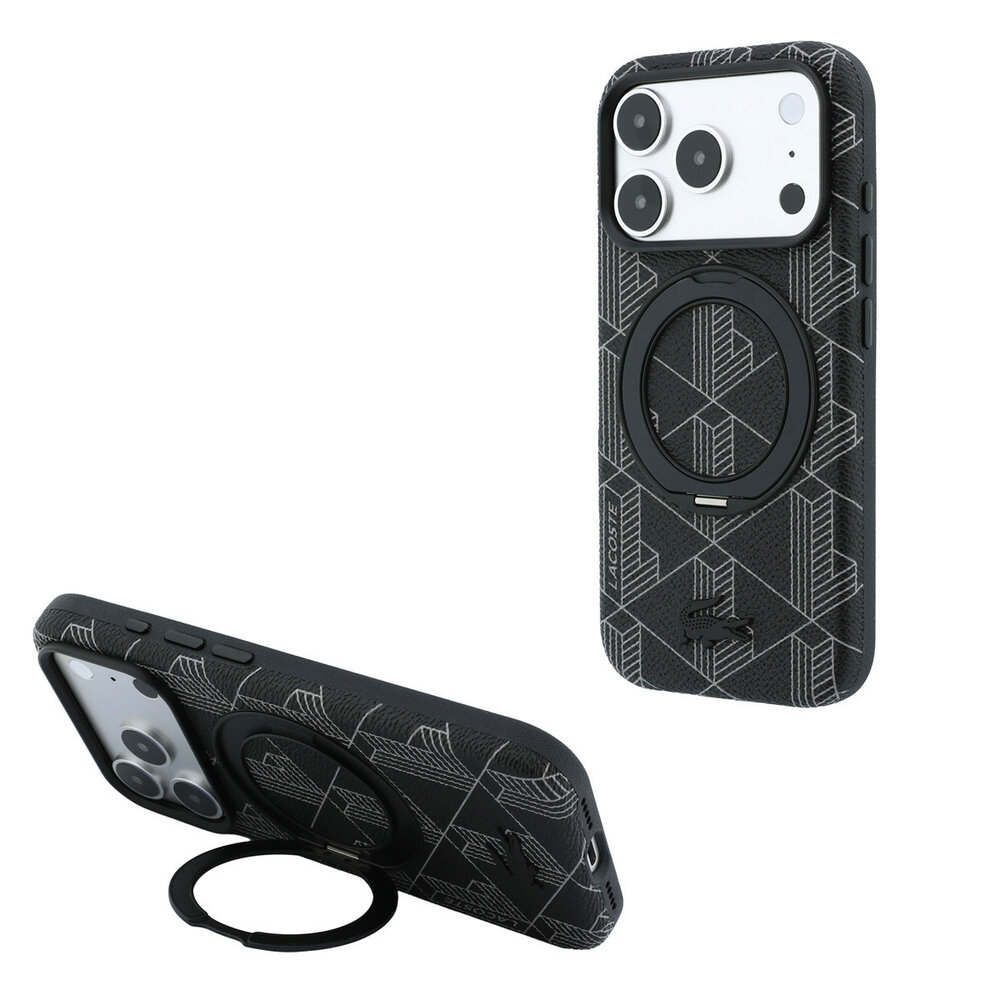 Lacoste Lacoste iPhone 18 Pro Max Hoesje harde behuizing - MagSafe - PVC - The Blend - ringstandaard Zwart