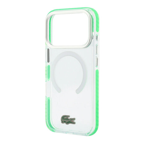 Lacoste Lacoste iPhone 18 Pro Max Hoesje harde behuizing - MagSafe - IML - schokbestendig - groene randen Transparant/Groen