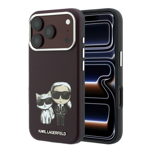 Karl Lagerfeld Karl Lagerfeld iPhone 18 Pro/iPhone 17 Pro Hartschalenhülle MagSafe SW Glattes PU KC Bodies Skizze - Bordeaux