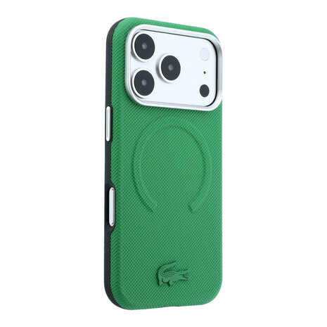 Lacoste Lacoste iPhone 18 Pro Hoesje harde behuizing - MagSafe - PVC - Petit Pique - reliëf Groen (Estragon)