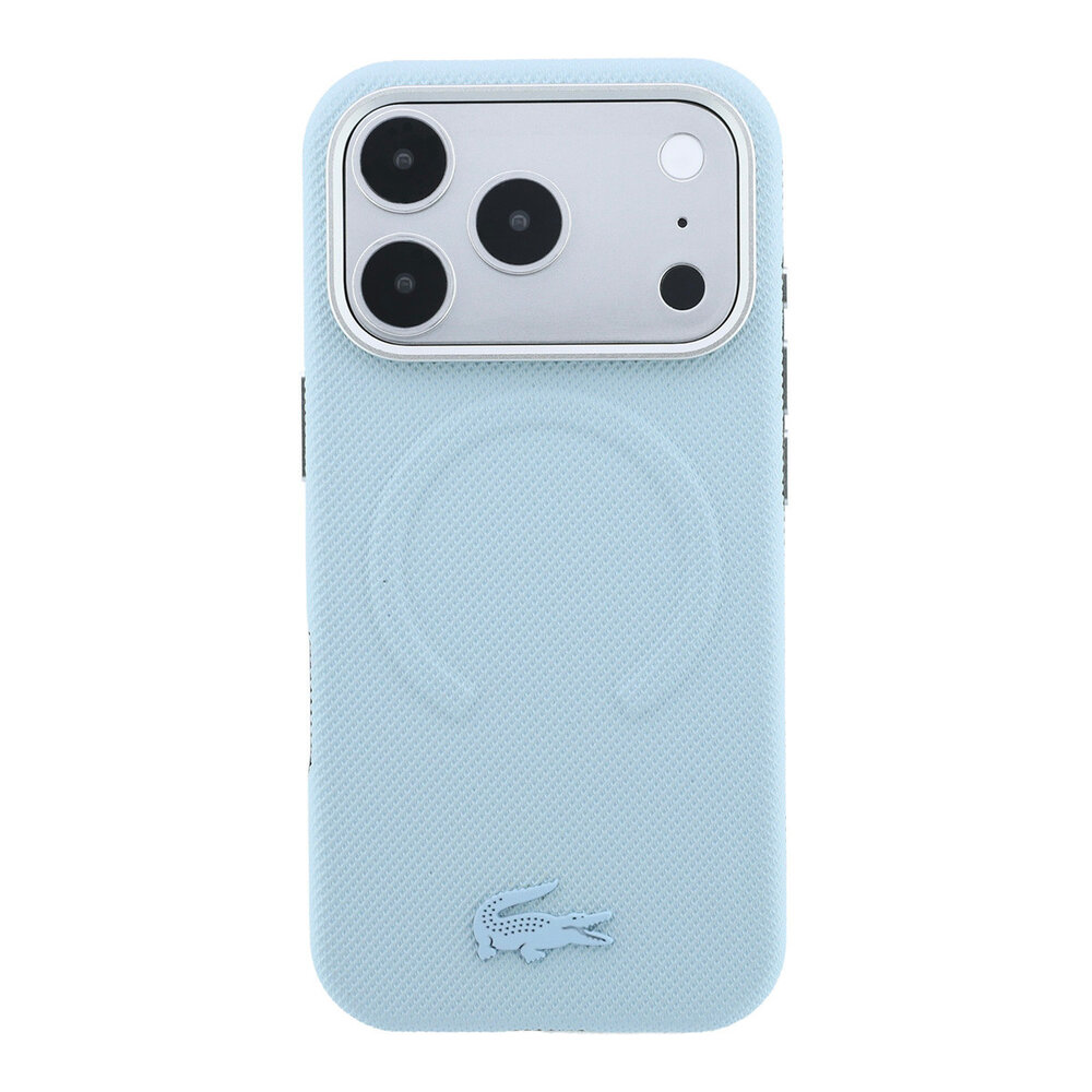 Lacoste Lacoste iPhone 18 Pro Max Hoesje harde behuizing - MagSafe - PVC - Petit Pique - reliëf Lichtblauw
