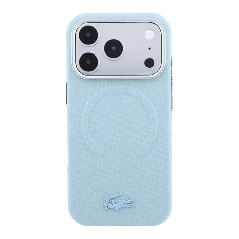 Lacoste Lacoste iPhone 18 Pro Max Hoesje harde behuizing - MagSafe - PVC - Petit Pique - reliëf Lichtblauw