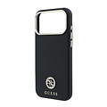 Guess Guess iPhone 18 Pro Max/iPhone 17 Pro Max Hartschalenhülle MagSafe SW Genarbtes PU Rundes Strasslogo - Schwarz