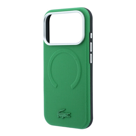 Lacoste Lacoste iPhone 18 Pro Hoesje harde behuizing - MagSafe - PVC - Petit Pique - reliëf Groen (Estragon)