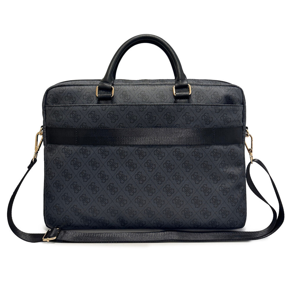 Guess Guess Laptoptas 4G - PU - rond 4G-logo - klassiek logo - streeppatroon - 16 inch Zwart