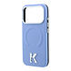 Karl Lagerfeld Karl iPhone 18 Pro Hoesje harde behuizing - MagSafe - SW - generfd PU - ring in reliëf - Kameo-logo Lichtblauw