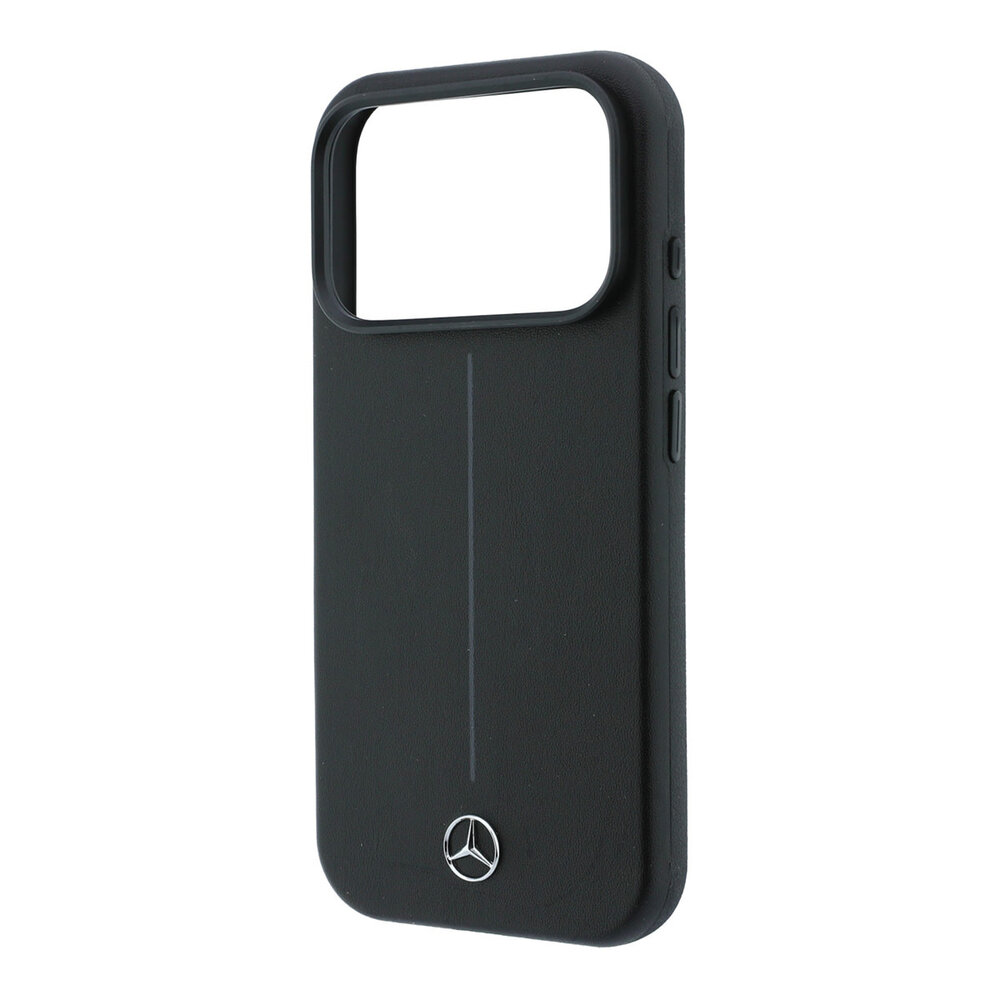 Mercedes-Benz Mercedes-Benz iPhone 18 Pro Hoesje harde behuizing - MagSafe - PU-leer - Semi Wrap - Iconic Line Zwart