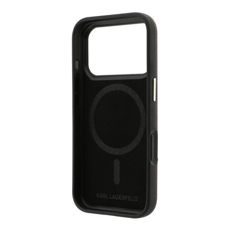 Karl Lagerfeld Karl iPhone 18 Pro Hülle Hartschale - MagSafe - SW - genarbtes PU - Signaturlogo aus Kunstharz Bordeauxrot Karl Lagerfeld Karl iPhone 18 Pro Hülle Hartschale - MagSafe - SW - genarbtes PU - Signaturlogo aus Kunstharz Bordeauxrot