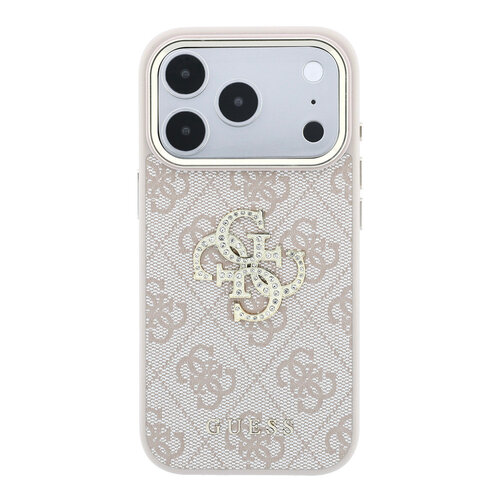 Guess Guess iPhone 18 Pro Max/iPhone 17 Pro Max Hartschalenhülle 4G PU Großes Strasslogo - Rosa
