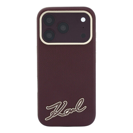 Karl Lagerfeld Karl iPhone 18 Pro Hülle Hartschale - MagSafe - SW - genarbtes PU - Signaturlogo aus Kunstharz Bordeauxrot Karl Lagerfeld Karl iPhone 18 Pro Hülle Hartschale - MagSafe - SW - genarbtes PU - Signaturlogo aus Kunstharz Bordeauxrot