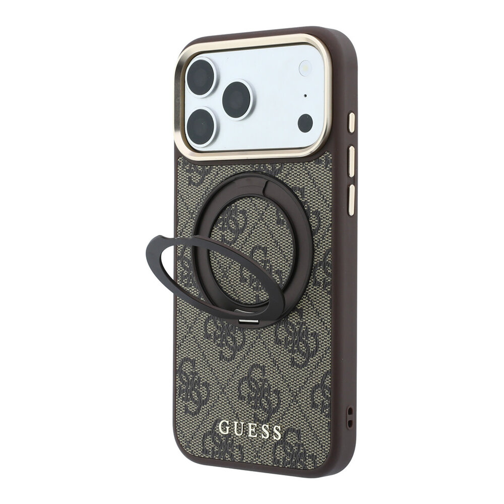 Guess Guess iPhone 18 Pro Hoesje harde behuizing - MagSafe - ringstandaard 360 - 4G - PU - klassiek logo Bruin Guess Guess iPhone 18 Pro Hoesje harde behuizing - MagSafe - ringstandaard 360 - 4G - PU - klassiek logo Bruin