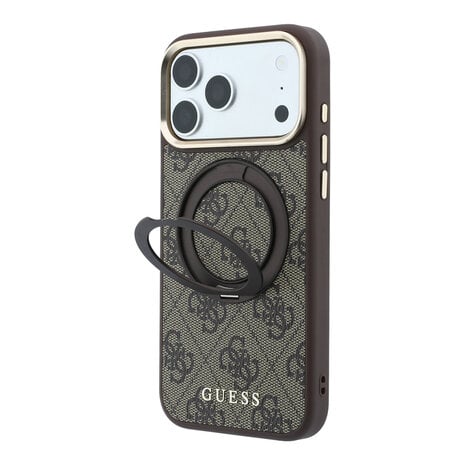Guess Guess iPhone 18 Pro Hoesje harde behuizing - MagSafe - ringstandaard 360 - 4G - PU - klassiek logo Bruin Guess Guess iPhone 18 Pro Hoesje harde behuizing - MagSafe - ringstandaard 360 - 4G - PU - klassiek logo Bruin