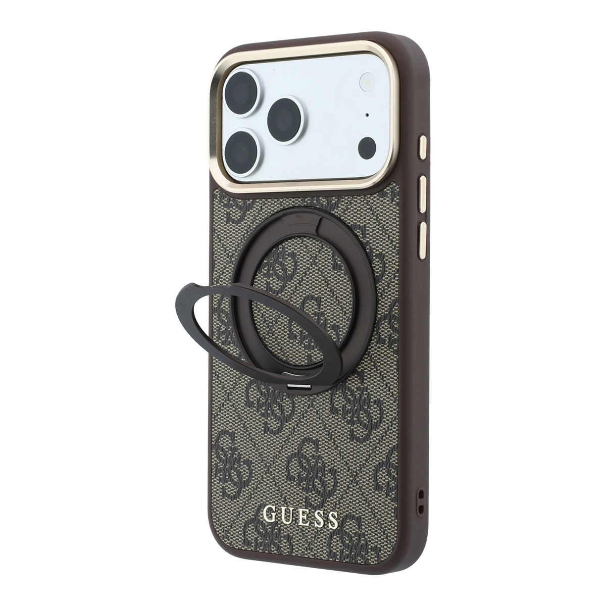 Guess Guess iPhone 18 Pro Hoesje harde behuizing - MagSafe - ringstandaard 360 - 4G - PU - klassiek logo Bruin, foto 3 van 6