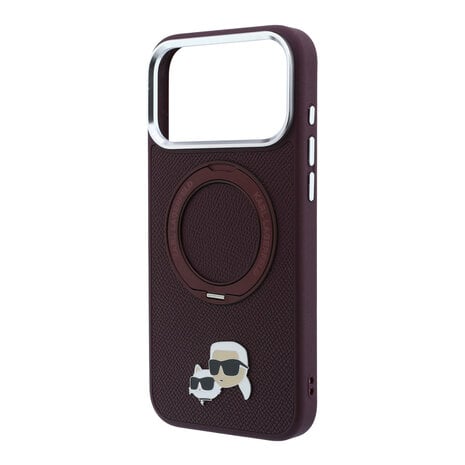 Karl Lagerfeld Karl iPhone 18 Pro Max Hoesje harde behuizing - MagSafe - PU - ringstandaard 360 - KC Heads-pin Bordeauxrood Karl Lagerfeld Karl iPhone 18 Pro Max Hoesje harde behuizing - MagSafe - PU - ringstandaard 360 - KC Heads-pin Bordeauxrood