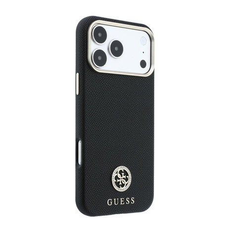 Guess Guess iPhone 18 Pro Hoesje harde behuizing - MagSafe - SW - generfd PU - rond strasslogo Zwart