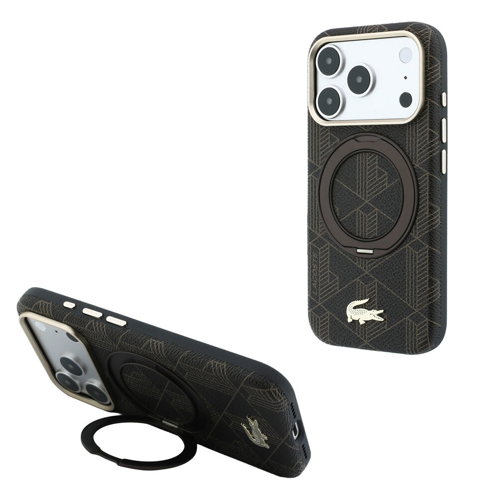 Lacoste Lacoste iPhone 18 Pro Max Hoesje harde behuizing - MagSafe - PVC - The Blend - ringstandaard Bruin/Lichtgoud Lacoste Lacoste iPhone 18 Pro Max Hoesje harde behuizing - MagSafe - PVC - The Blend - ringstandaard Bruin/Lichtgoud