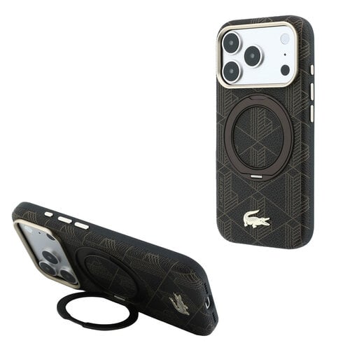 Lacoste Lacoste iPhone 18 Pro Max/iPhone 17 Pro Max Hartschalenhülle MagSafe PVC The Blend Ringständer - Braun/Hellgold