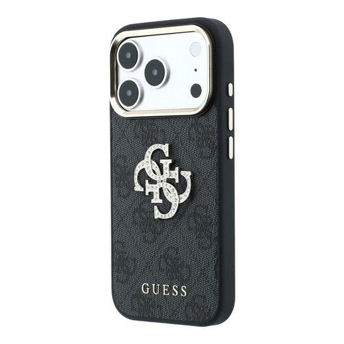 Guess Guess iPhone 18 Pro/iPhone 17 Pro Hartschalenhülle 4G PU Großes Strasslogo - Schwarz