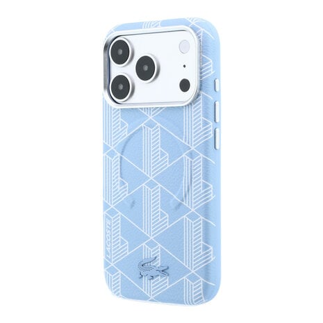 Lacoste Lacoste iPhone 18 Pro Max Hoesje harde behuizing - MagSafe - PVC - The Blend - reliëf Lichtblauw