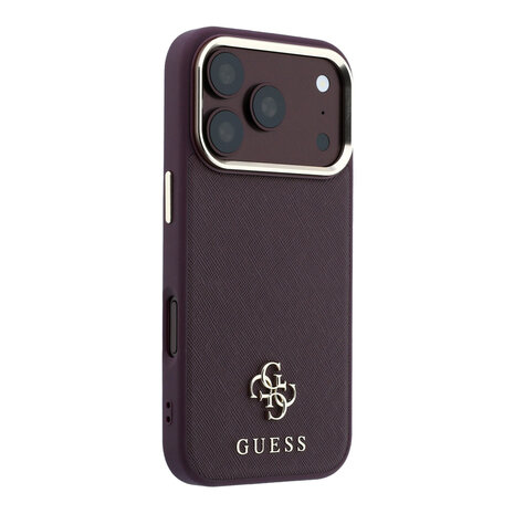 Guess Guess iPhone 18 Pro Coque structure rigide - MagSafe - Saffiano - petit 4G - Classic Bordeaux Guess Guess iPhone 18 Pro Coque structure rigide - MagSafe - Saffiano - petit 4G - Classic Bordeaux