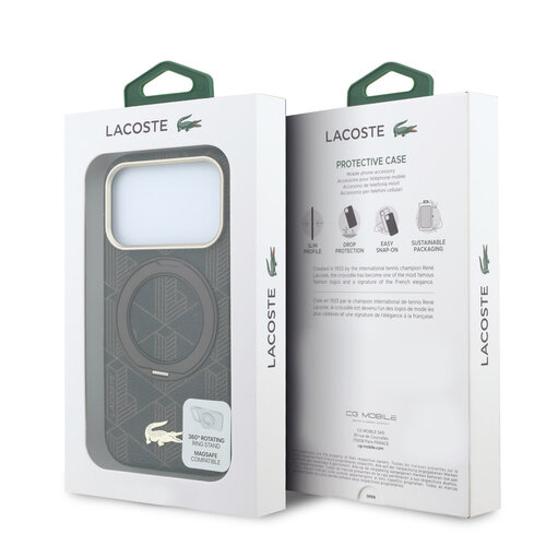 Lacoste Lacoste iPhone 18 Pro/iPhone 17 Pro Hartschalenhülle MagSafe PVC The Blend Ringständer - Braun/Hellgold