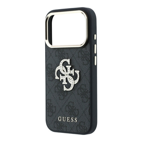 Guess Guess iPhone 18 Pro Max/iPhone 17 Pro Max Hartschalenhülle 4G PU Großes Strasslogo - Schwarz