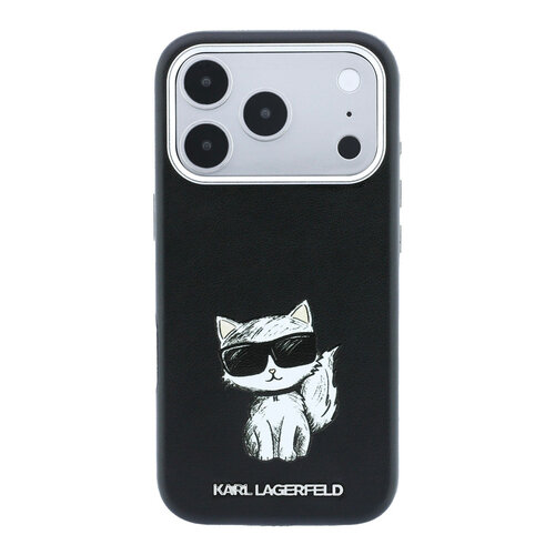 Karl Lagerfeld Karl Lagerfeld iPhone 18 Pro Max/iPhone 17 Pro Max Hartschalenhülle MagSafe SW Glattes PU Choupette Skizze - Schwarz