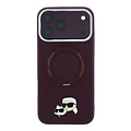 Karl Lagerfeld Karl Lagerfeld iPhone 18 Pro Max/iPhone 17 Pro Max Hartschalenhülle MagSafe PU 360° Ringständer KC Heads-Anstecker - Bordeaux