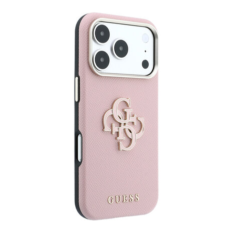 Guess Guess iPhone 18 Pro Hoesje harde behuizing - SW - generfd PU - groot logo van hars Roze Guess Guess iPhone 18 Pro Hoesje harde behuizing - SW - generfd PU - groot logo van hars Roze