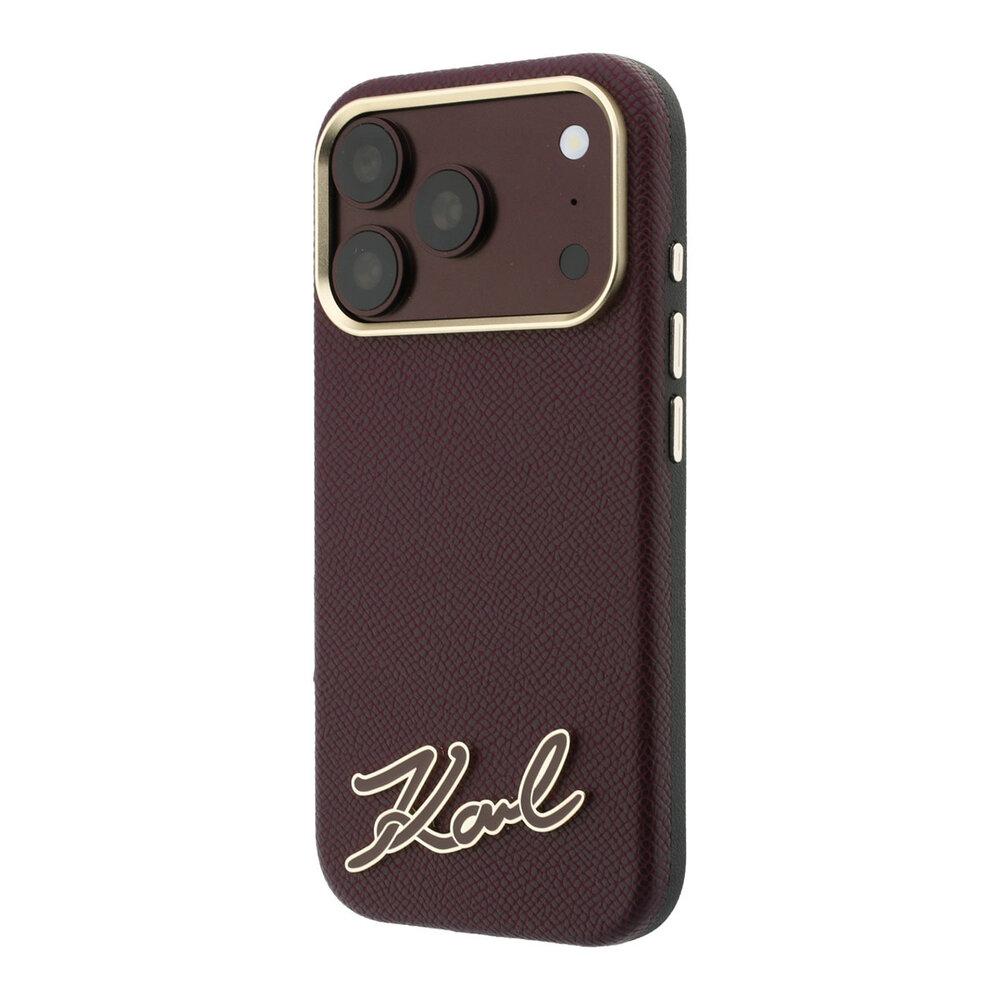 Karl Lagerfeld Karl iPhone 18 Pro Hülle Hartschale - MagSafe - SW - genarbtes PU - Signaturlogo aus Kunstharz Bordeauxrot Karl Lagerfeld Karl iPhone 18 Pro Hülle Hartschale - MagSafe - SW - genarbtes PU - Signaturlogo aus Kunstharz Bordeauxrot