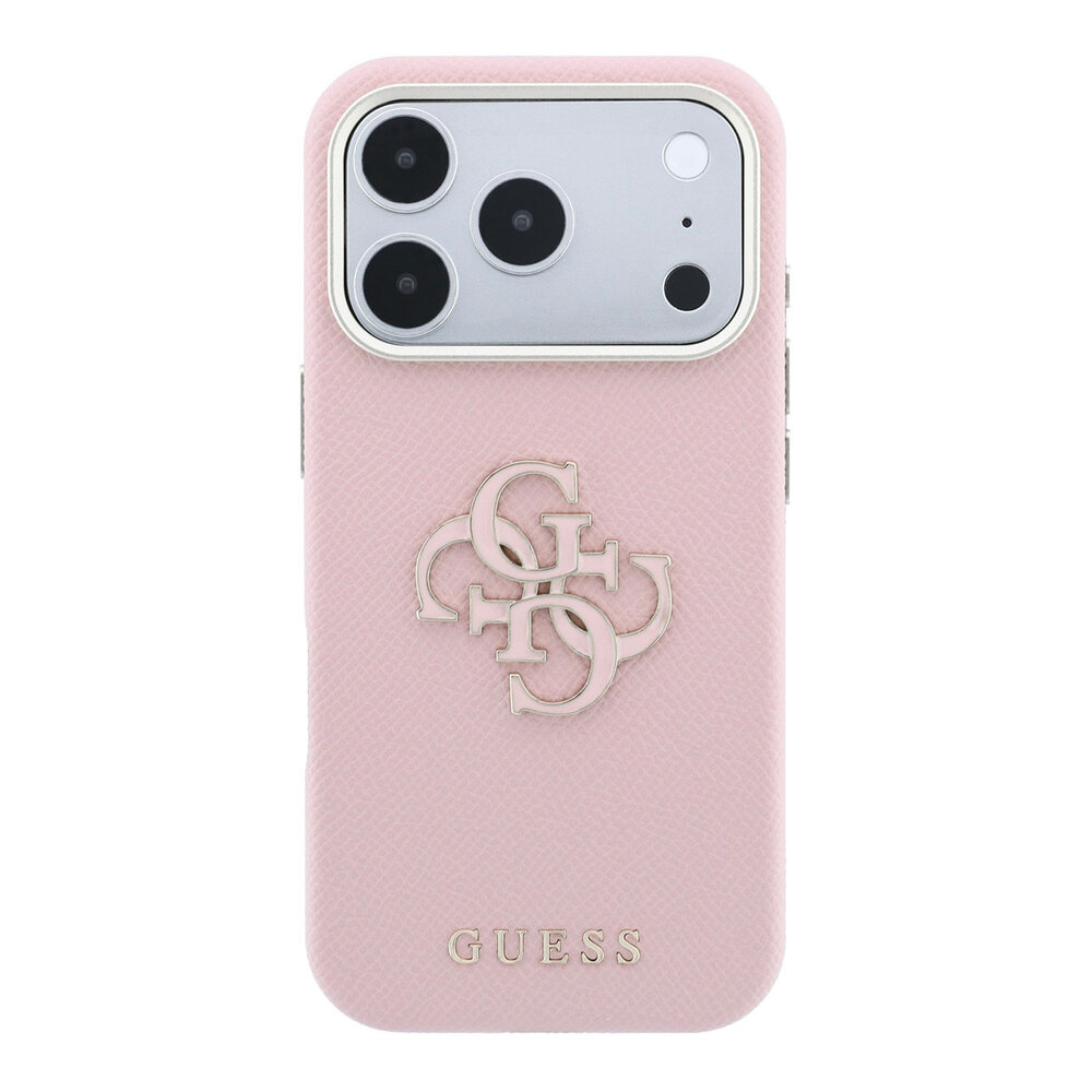 Guess Guess iPhone 18 Pro Case hard shell - SW - grained PU - large resin logo Pink Guess Guess iPhone 18 Pro Case hard shell - SW - grained PU - large resin logo Pink