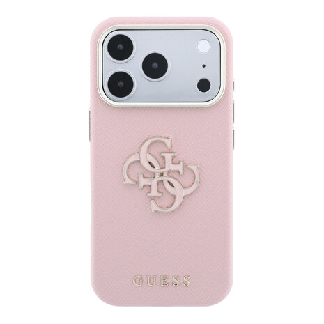 Guess Guess iPhone 18 Pro Hoesje harde behuizing - SW - generfd PU - groot logo van hars Roze Guess Guess iPhone 18 Pro Hoesje harde behuizing - SW - generfd PU - groot logo van hars Roze