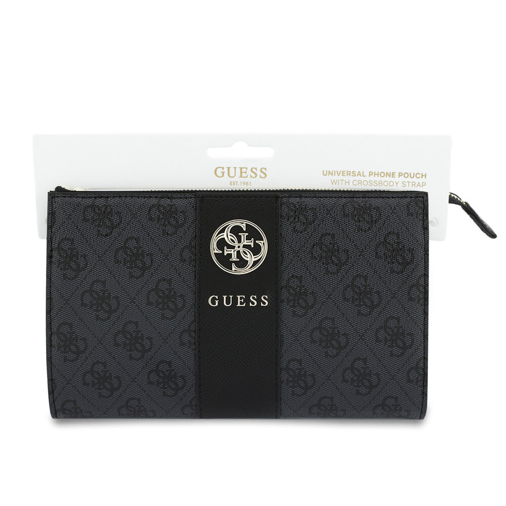 Guess Guess Phone pouch 4G - PU - round 4G logo - classic logo - stripe pattern Black Guess Guess Phone pouch 4G - PU - round 4G logo - classic logo - stripe pattern Black