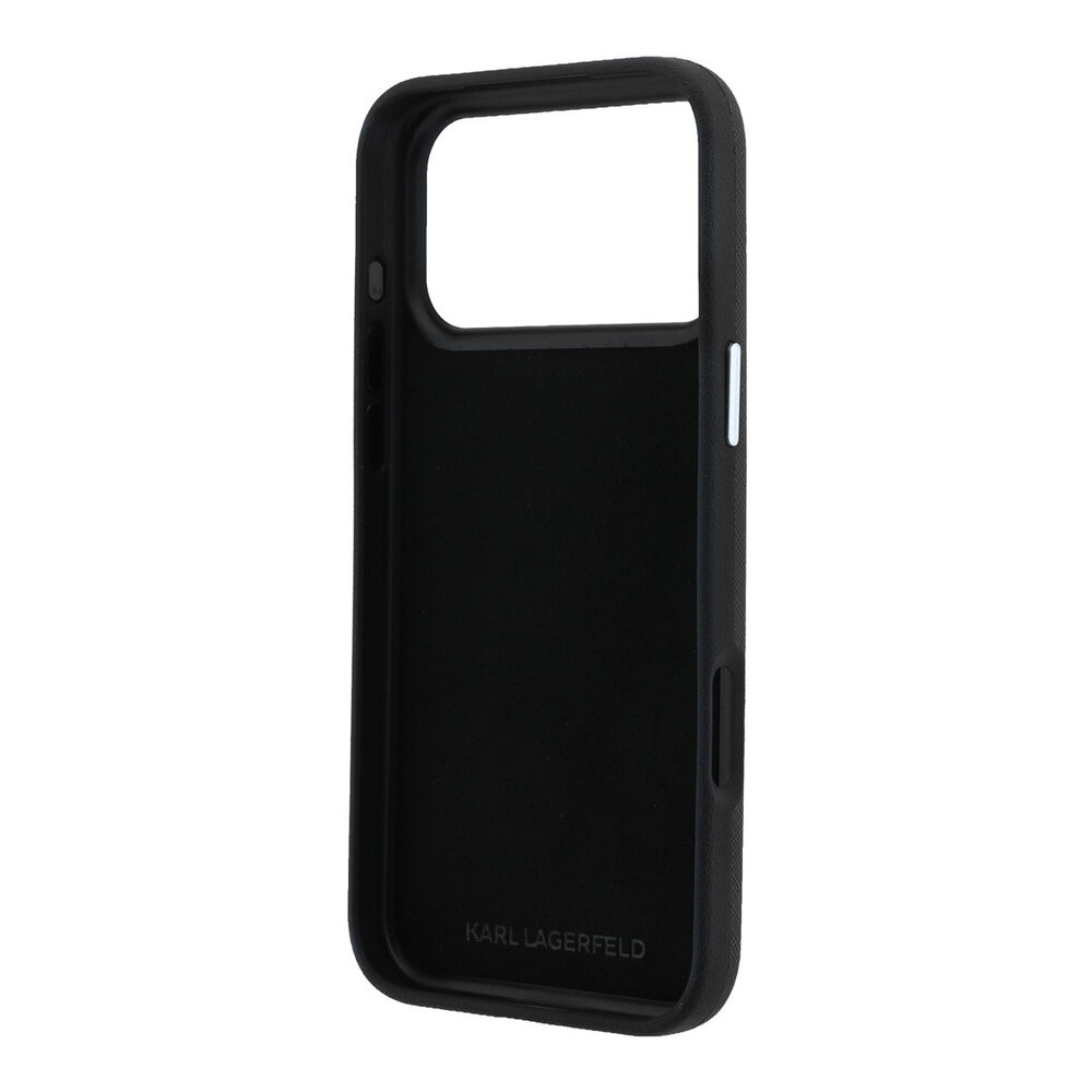 Karl Lagerfeld Karl iPhone 18 Pro Max Hoesje harde behuizing - SW - PU - Saffiano - K&C Heads-pins - logo Zwart