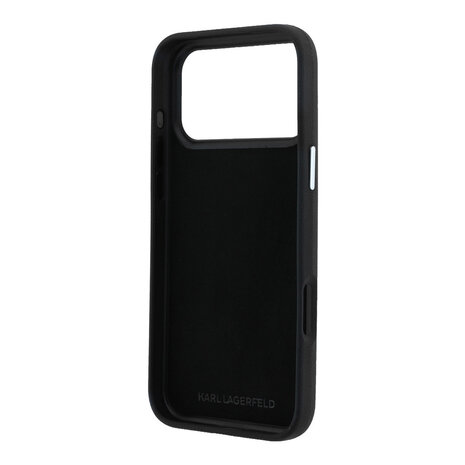 Karl Lagerfeld Karl iPhone 18 Pro Max Hoesje harde behuizing - SW - PU - Saffiano - K&C Heads-pins - logo Zwart