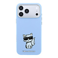 Karl Lagerfeld Karl Lagerfeld iPhone 18 Pro Max/iPhone 17 Pro Max Hartschalenhülle MagSafe SW Glattes PU Choupette Skizze - Hellblau