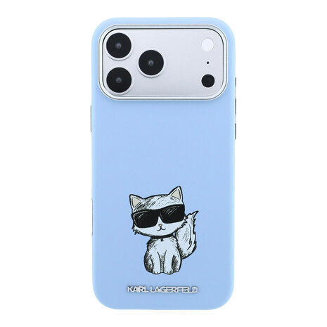Karl Lagerfeld Karl iPhone 18 Pro Max Hoesje harde behuizing - MagSafe - SW - glad PU - Choupette Sketch Lichtblauw