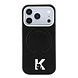 Karl Lagerfeld Karl iPhone 18 Pro Hoesje harde behuizing - MagSafe - SW - generfd PU - ring in reliëf - Kameo-logo Zwart
