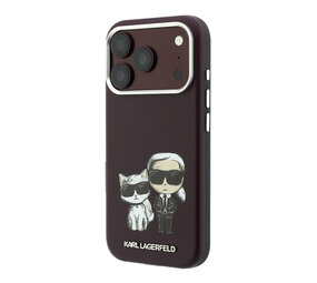 Karl Lagerfeld Karl iPhone 18 Pro Hülle Hartschale - MagSafe - SW - glattes PU - KC Bodies Sketch Bordeauxrot