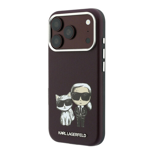 Karl Lagerfeld Karl Lagerfeld iPhone 18 Pro/iPhone 17 Pro Hartschalenhülle MagSafe SW Glattes PU KC Bodies Skizze - Bordeaux