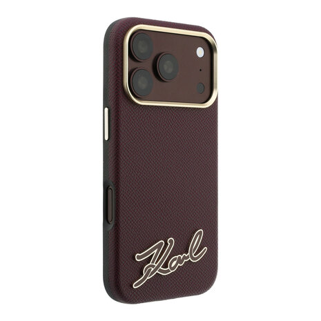 Karl Lagerfeld Karl iPhone 18 Pro Hülle Hartschale - MagSafe - SW - genarbtes PU - Signaturlogo aus Kunstharz Bordeauxrot Karl Lagerfeld Karl iPhone 18 Pro Hülle Hartschale - MagSafe - SW - genarbtes PU - Signaturlogo aus Kunstharz Bordeauxrot
