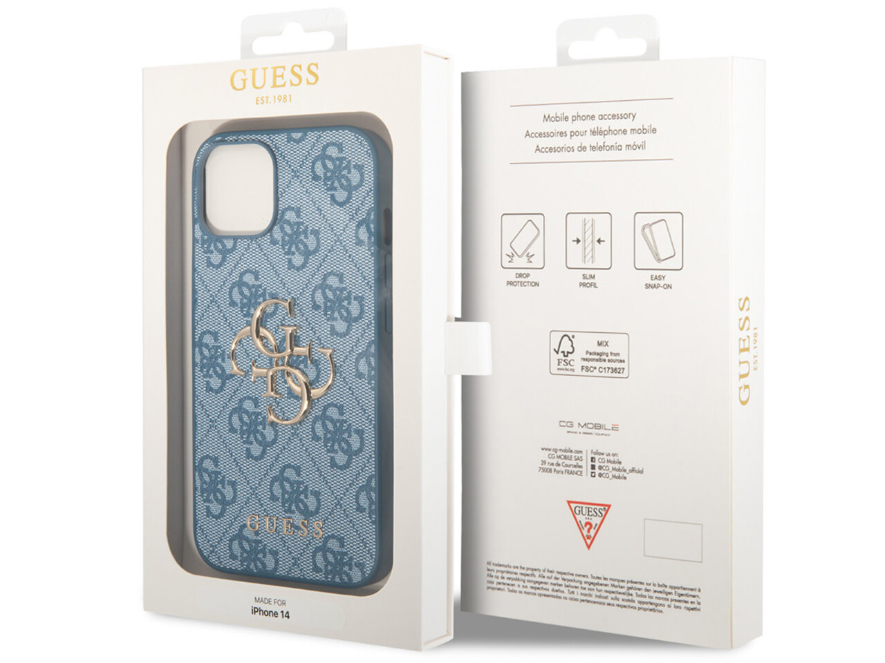Guess Guess iPhone 15 Plus Backcover hoesje - Big 4G Monogram Case - Blauw Guess Guess iPhone 15 Plus Backcover hoesje - Big 4G Monogram Case - Blauw