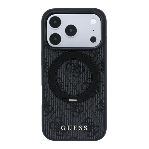 Guess Guess iPhone 18 Pro/iPhone 17 Pro Hartschalenhülle MagSafe PU 4G Ringständer Klassisches Logo - Schwarz