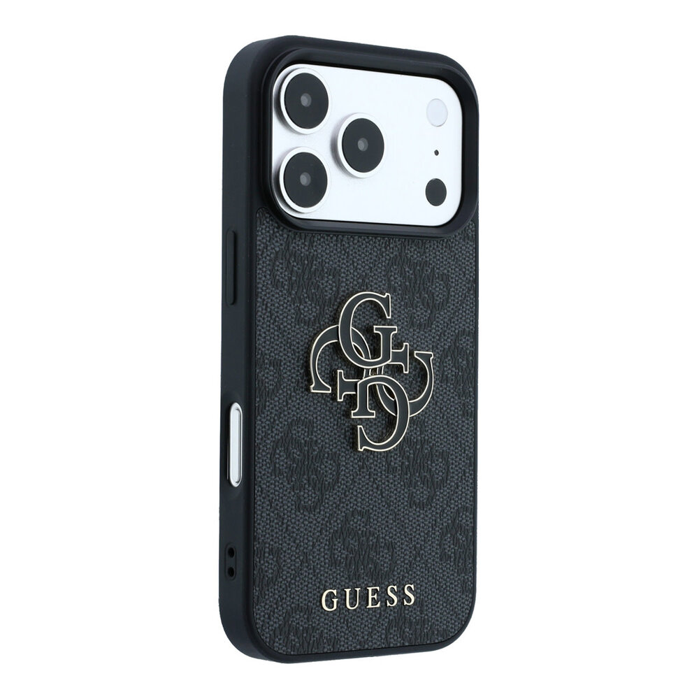 Guess Guess iPhone 18 Pro / iPhone 17 Pro Hoesje 4G - PU - harde behuizing - groot logo van hars Zwart