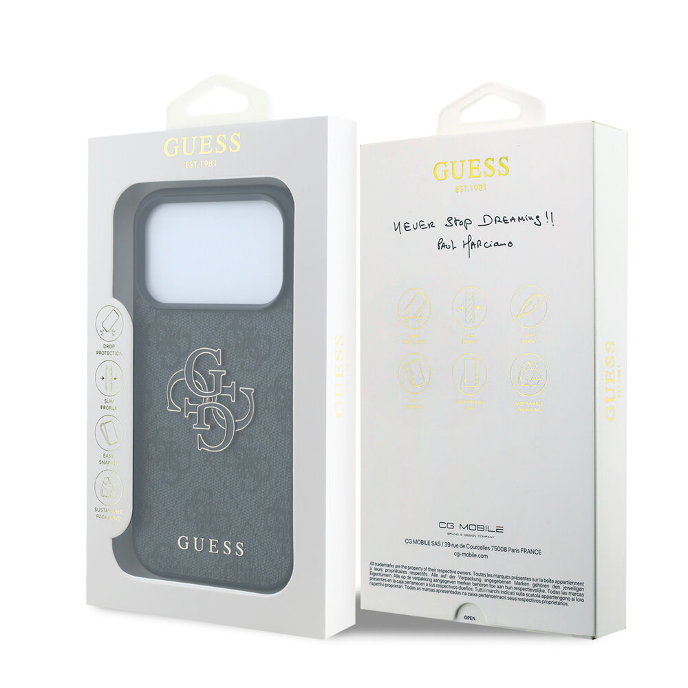 Guess Guess iPhone 18 Pro / iPhone 17 Pro Handyhülle 4G - PU - Hartschale - großes Harzlogo Schwarz Guess Guess iPhone 18 Pro / iPhone 17 Pro Handyhülle 4G - PU - Hartschale - großes Harzlogo Schwarz